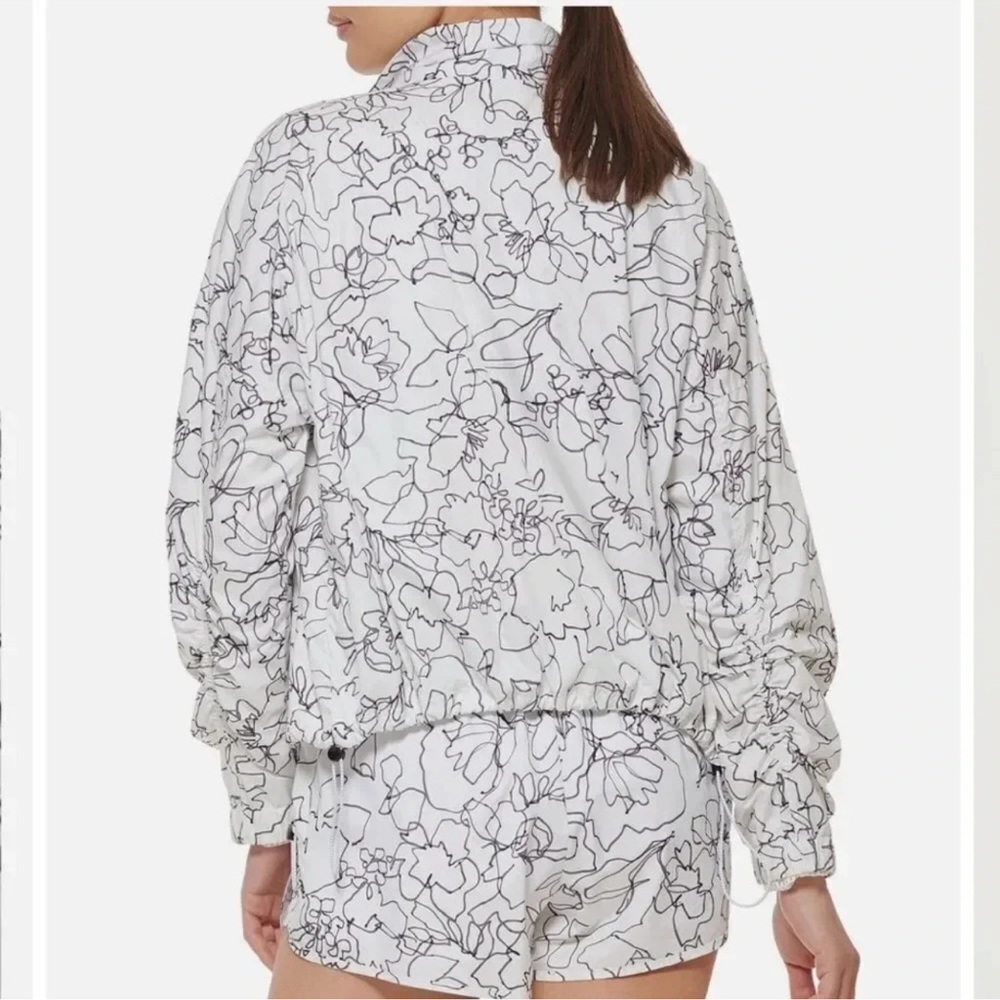 Dkny Sport Women's Ruched Windbreaker - White Sketch XL Size NWT - Picture 9 of 9